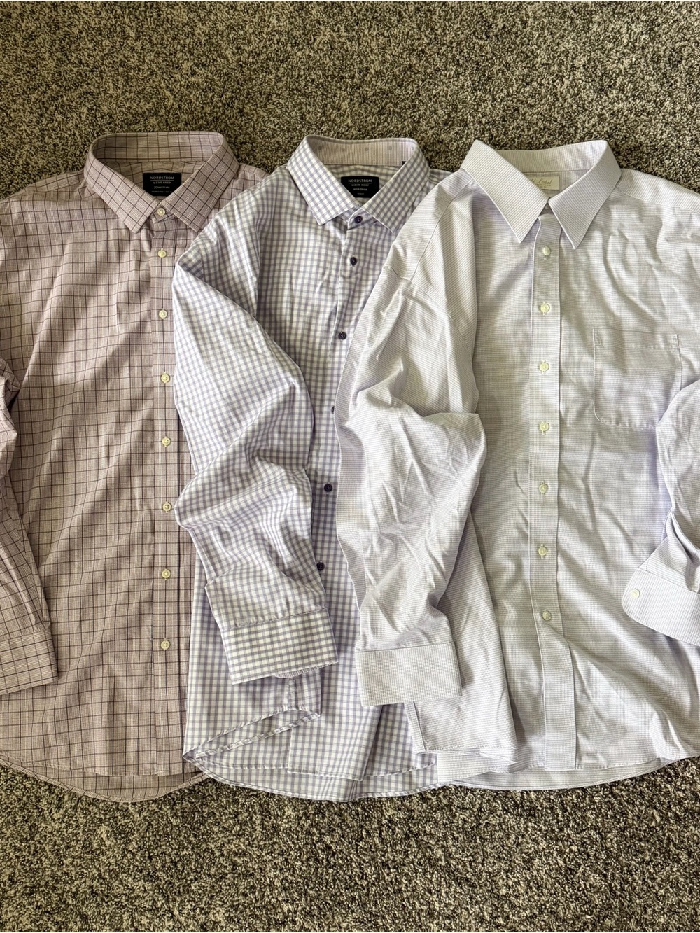Mens Dress Shirt Bundle Lot 4 Nordstrom Gold Label 18 35 36 Purple Plaid